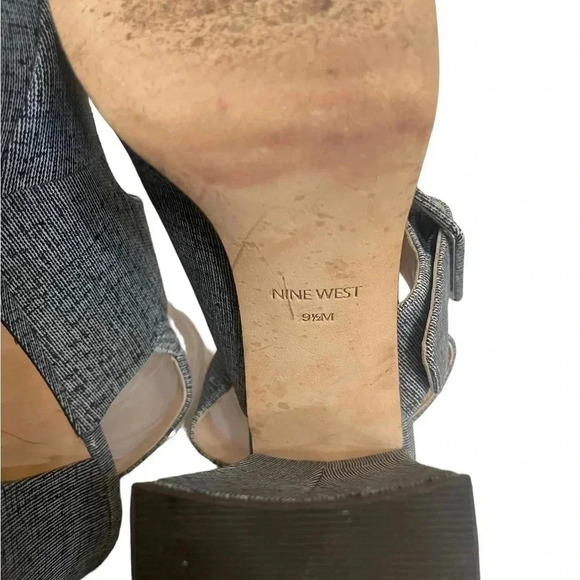 Nine West Denim Retro Platform Heeled Sandals Women’s size 9.5 - Picture 9 of 17